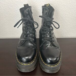 Doc Martens Jadon Platform Boots Black Smooth Leather Size 7